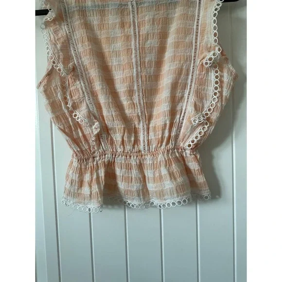BB‎ Dakota Lisanne Pink Gingham Lace Top Size Small - Picture 3 of 9